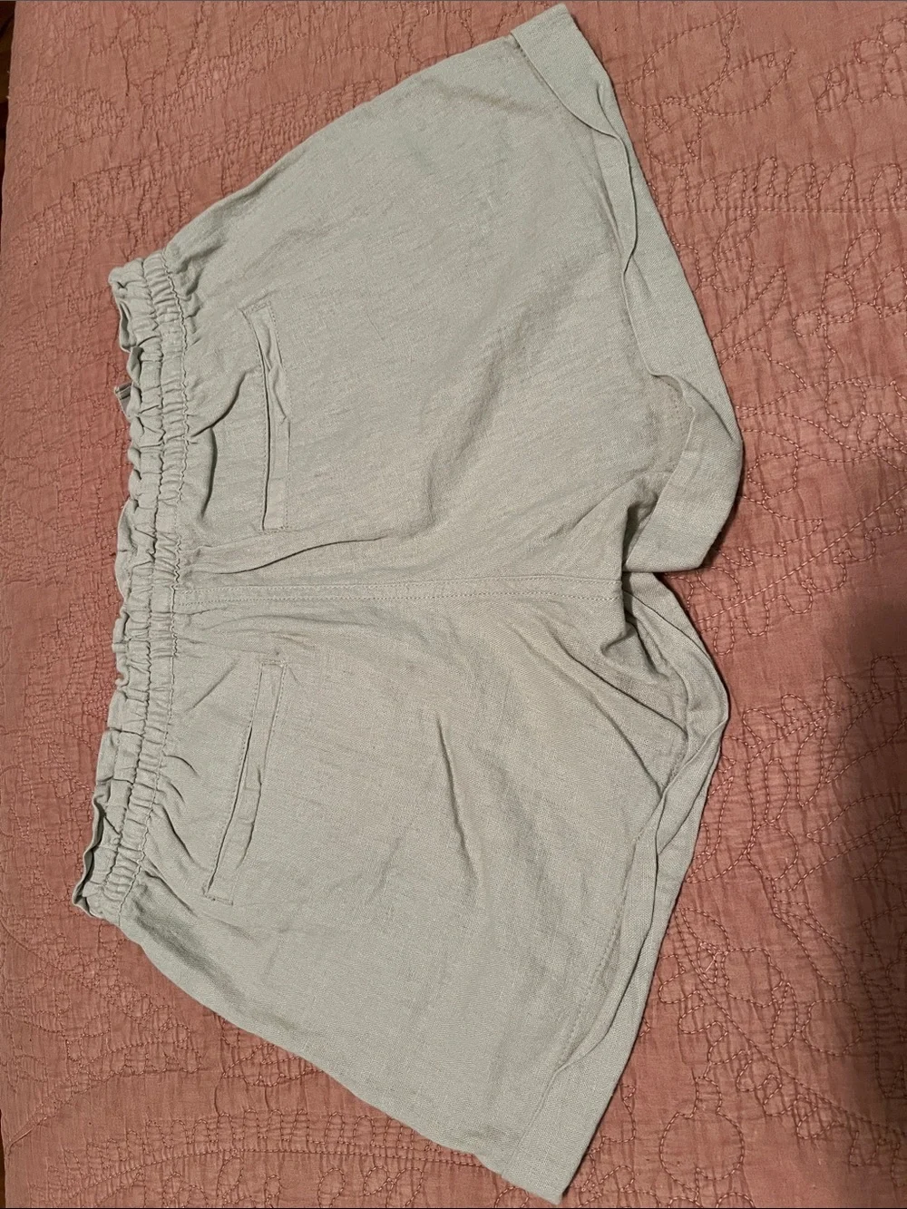Old Navy Light Beige High-Waist Linen-Blend Shorts
